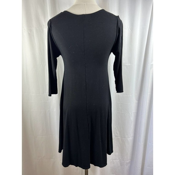 Anthropologie Bel Kazon Front Zip Fit Flare Long Sleeve black dress SMALL pocket - Picture 6 of 10